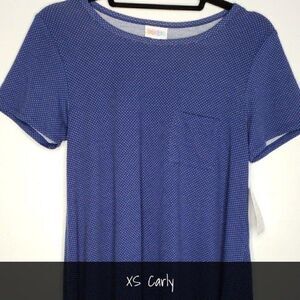 LuLaRoe Carly Dress XS Blue Polka Dot NWT